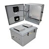 Picture of 18x16x10 Polycarb Weatherproof NEMA 3R Encl 120VAC Mnt Plt Mech Therm Heat & 85F Turn on Fan Drk Gry