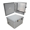Picture of 18x16x10 Polycarb Weatherproof NEMA 4X Enclosure, 120-240VAC Universal Outlet Mount Plate Dark Gray