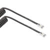 Picture of Category 5e Ethernet Coil Cord Assembly, RJ45-RJ45 90D Tangents, UTP 26AWG Stranded High Flex Industrial Polyurethane TPU, Black, 1 to 3F