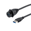 Picture of Waterproof USB 3.0 Cable Assembly, IP67 Panel Mount A Female to Standard A Male, 30/24AWG, PVC Jacket, Black, 1.5M